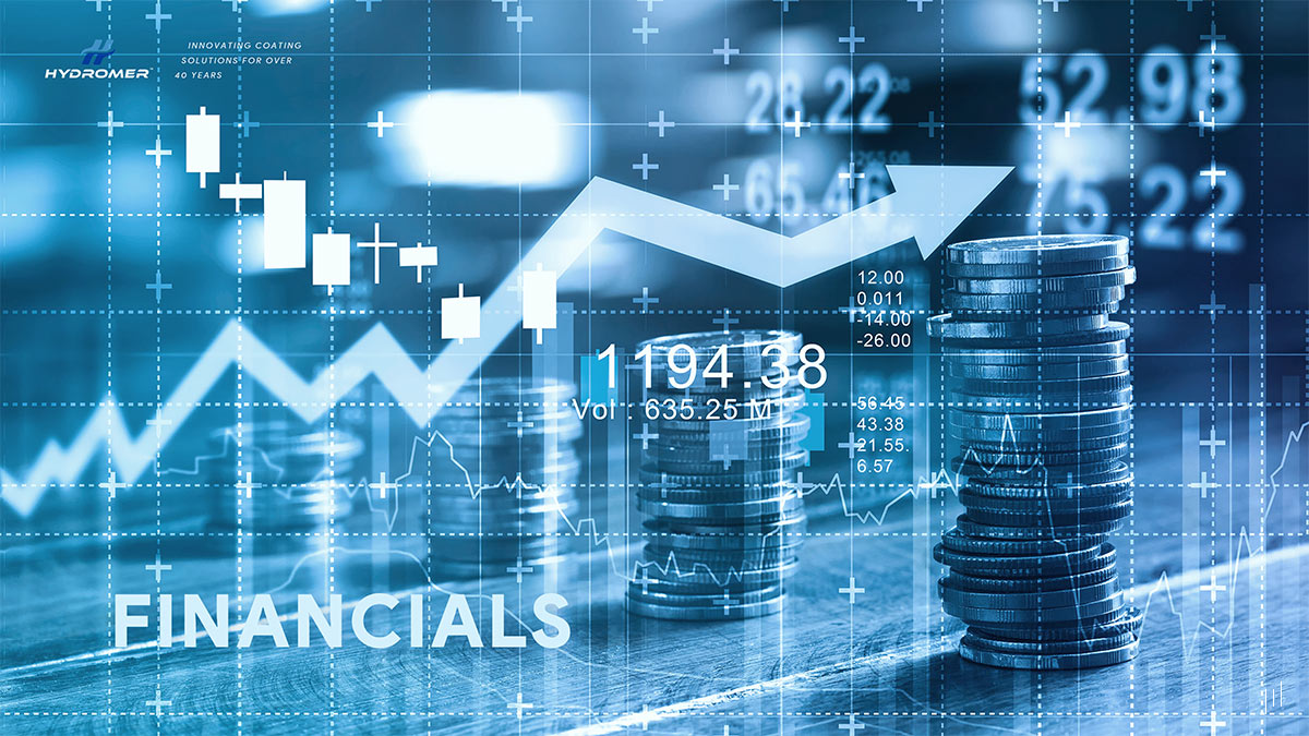 Hydromer Investor Pitch Deck – Slide presenting financial performance, investment potential, and revenue projections.